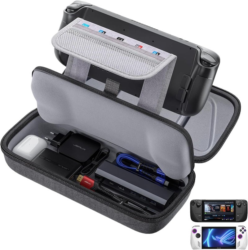 jsaux Carrying Case Compatible with Steam Deck/ROG Ally, Protective Hard Shell Carry Case Built-in Charger & Docking Station Storage, Portable Travel Bag for Steam Deck OLED/ROG Ally X - Image 1